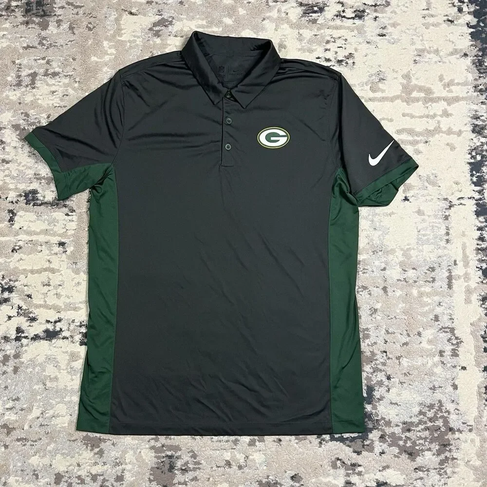 Nike Dri-FIT Polo Shirt Mens L Green Bay Packers NFL Team Apparel Football